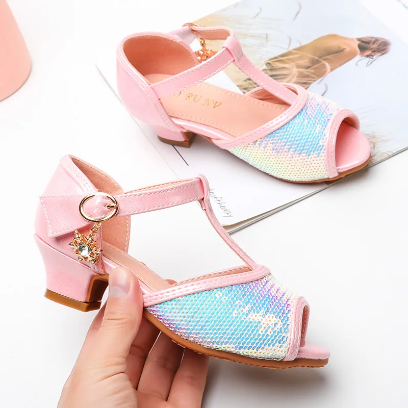 Girls Children 's High Heel Shoes Kids Fashion Gold for Sandals baby shoes sandalsSandals