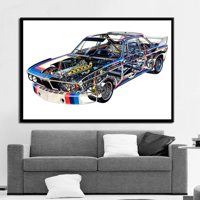 Bmw M3 E30 Component Diagram Gtr Super Racing Car Chart Poster And Prints Painting Art Wall Pictures For Living Room Home Decor