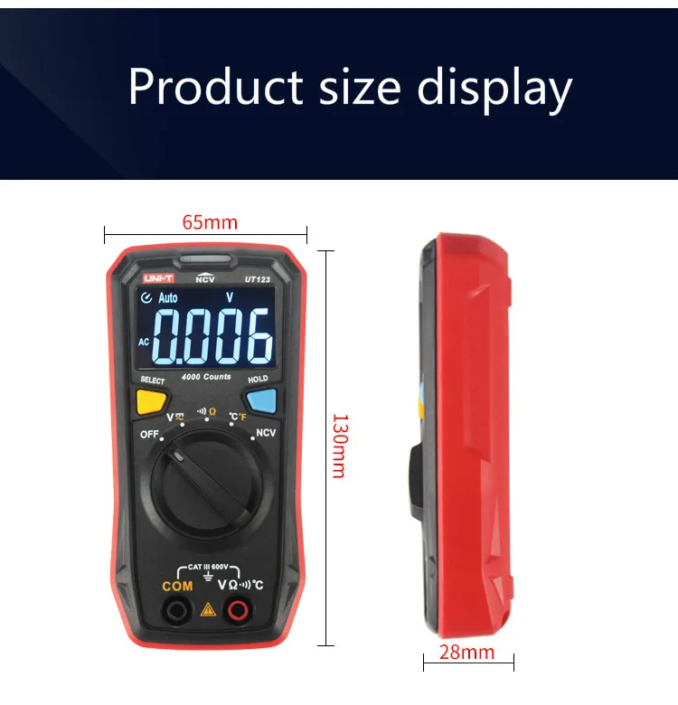 Ut123, mini portable, pocket type digital multimeter, intelligent automatic range household universal meter