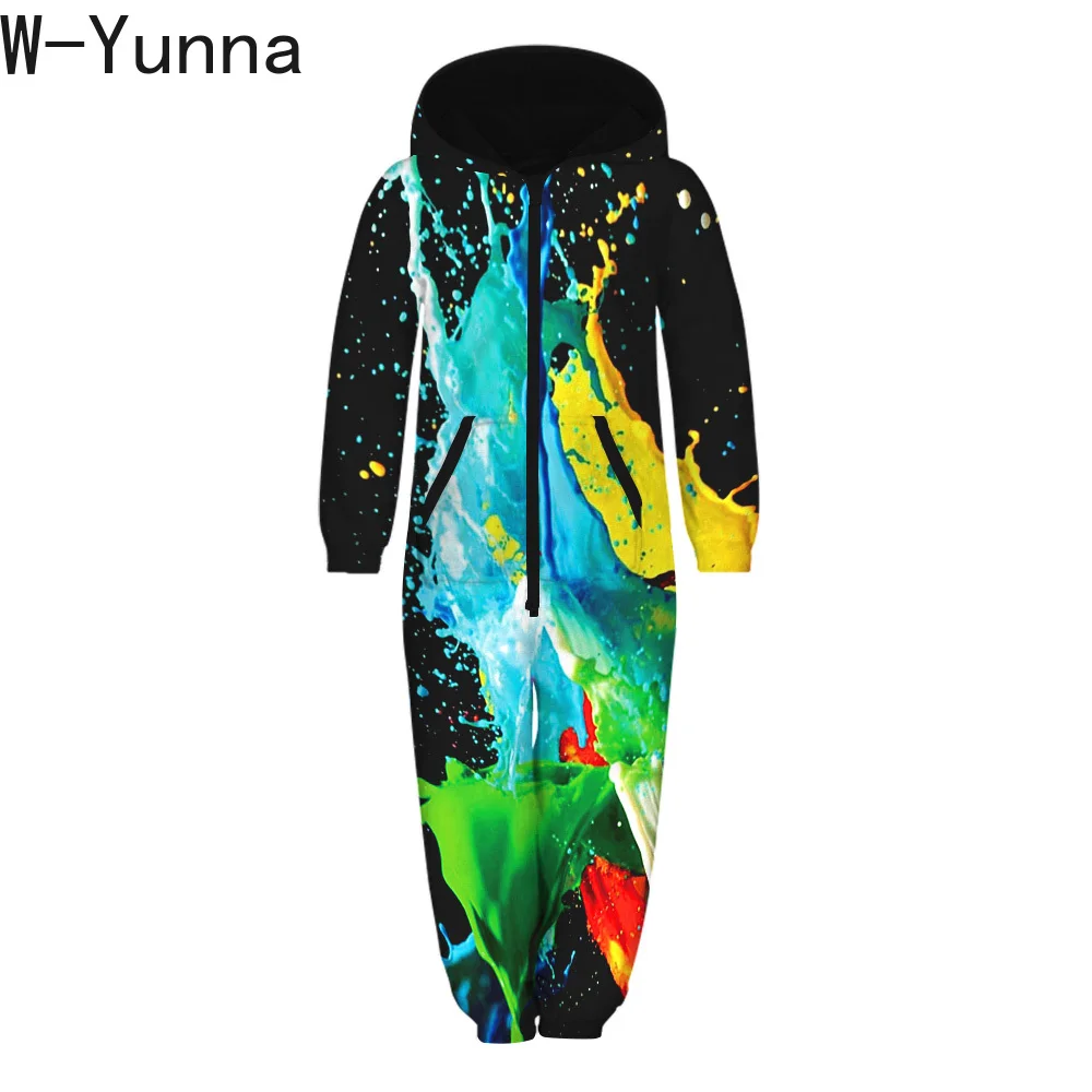 W-Yunna; Новинка года; модные детские зимние Свободные Комбинезоны на молнии с капюшоном с принтом галактики; плотные комбинезоны для мальчиков и девочек