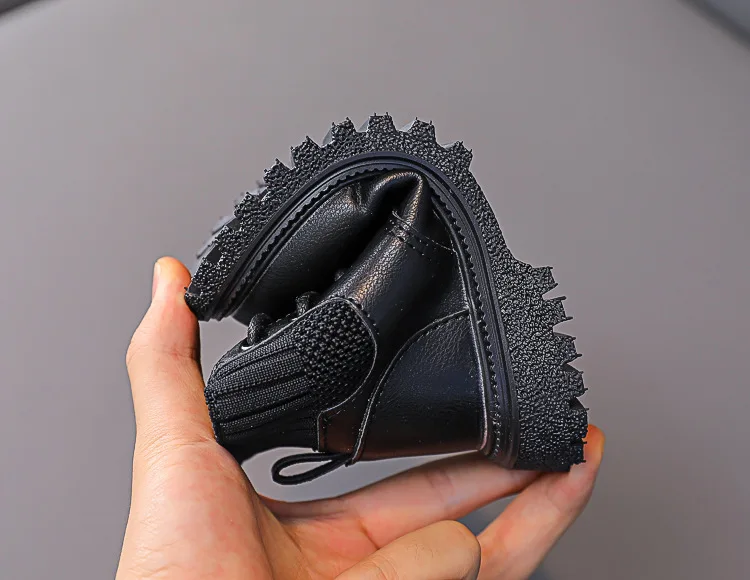 Baby Boys Boots for Kids Girls Booties Leather Shoes Soft Sole Fashion Martin Boots Waterproof Non-slip Plush Boy Running Shoes