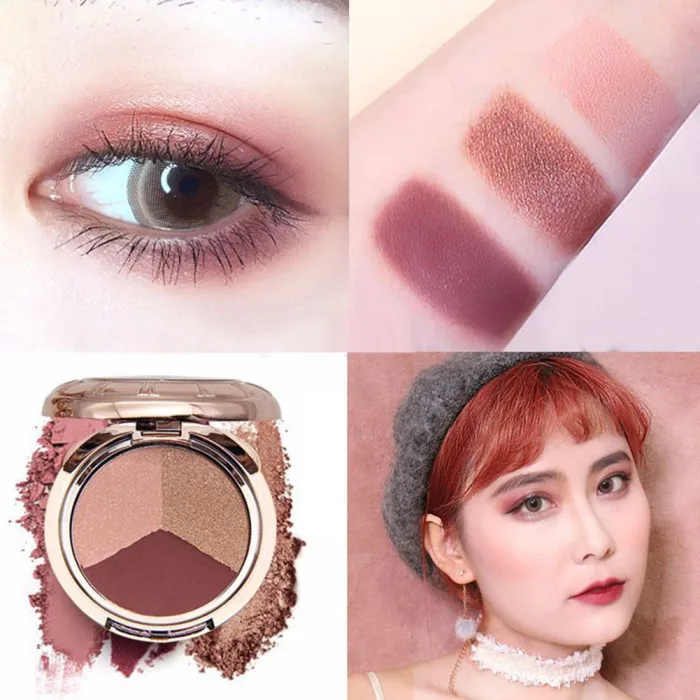3 Colors Matte Glitter Eyeshadow Palette Eye Shadow Powder Pigment Makeup Tool LVS88
