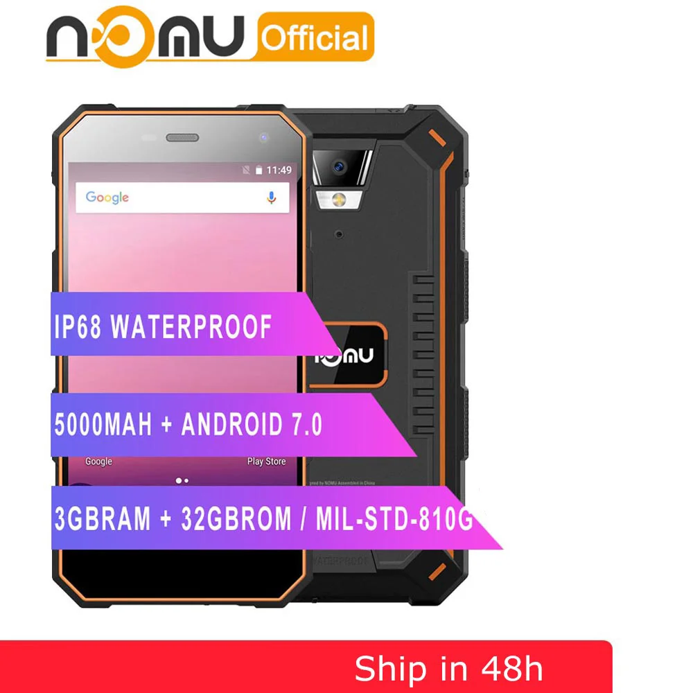 Nomu S10 Pro мобильный телефон 5000 мАч Быстрая зарядка IP68 Водонепроницаемый 3 ГБ + 32 Гб 5 0