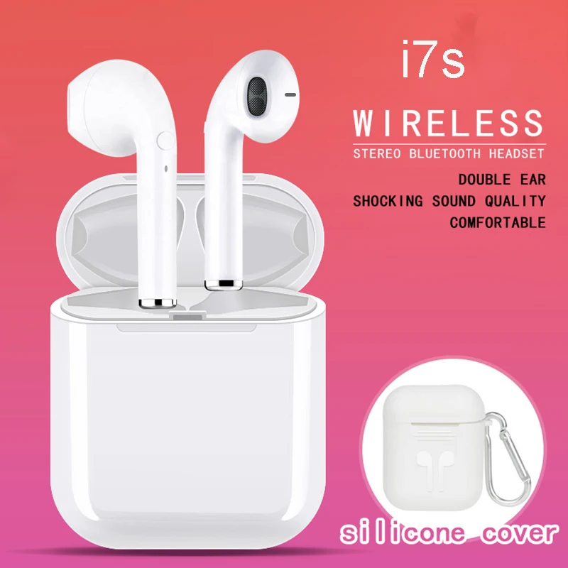 Беспроводные наушники i7s Tws Bluetooth Air вкладыши гарнитура с зарядным боксом для iPhone