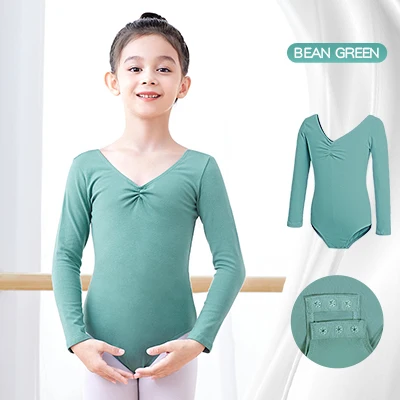 Girls Ballet Leotards High Quality Ballet Bodysuit Teen Soft Lining Dancewear Kids Nylon Short Sleeve Gymnastics Leotards Green