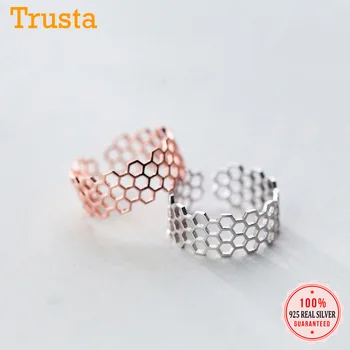

Trusta 100% 925 Solid Real Sterling Silver Fashion 8mm Width Polygon Rings Size 5 6 7 Wonderful Gift For Girls Kids Lady's DS916