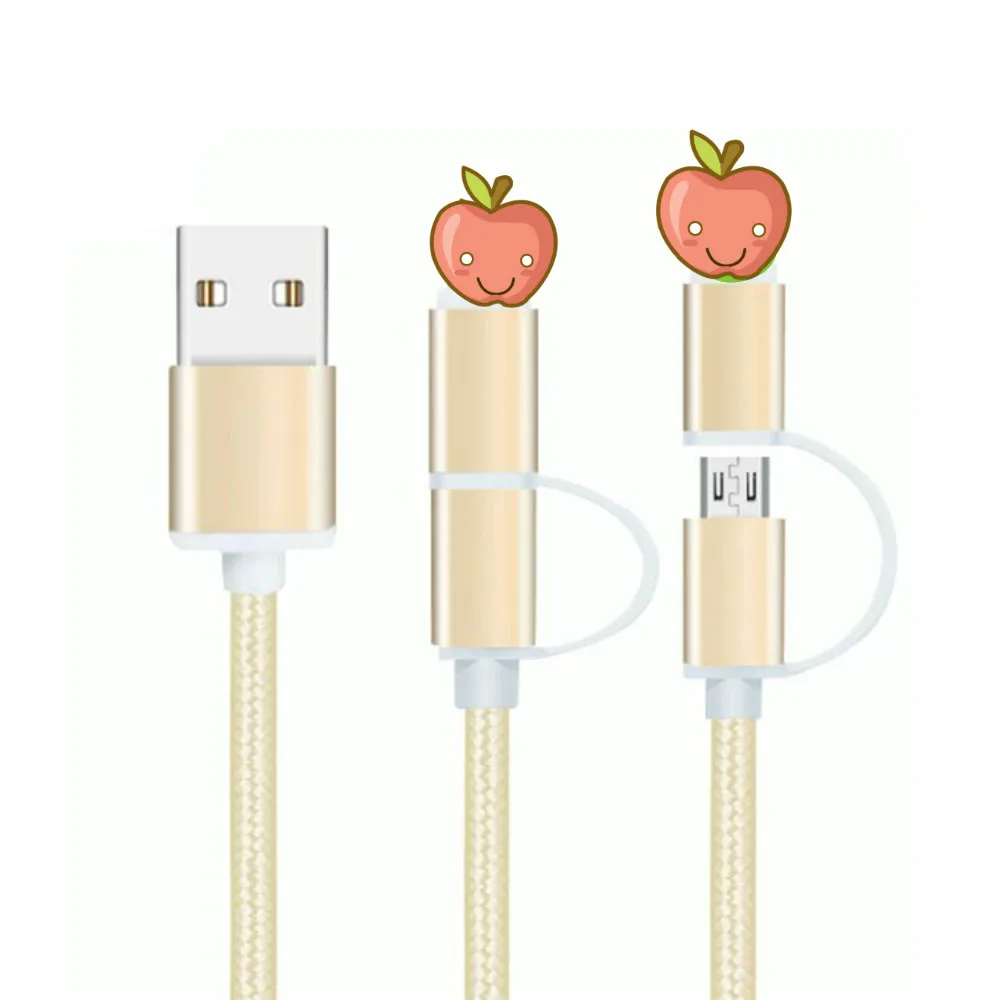2 в 1 USB кабель Type C Micro для быстрой зарядки многофункциональный нейлоновая оплетка