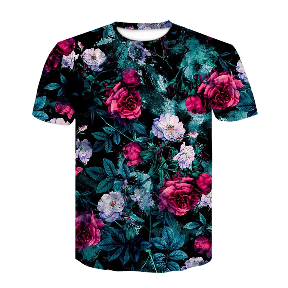 New Fashion Women Men Rose Flower D print Casual T-Shirt Funny Short Sleeve Tops 