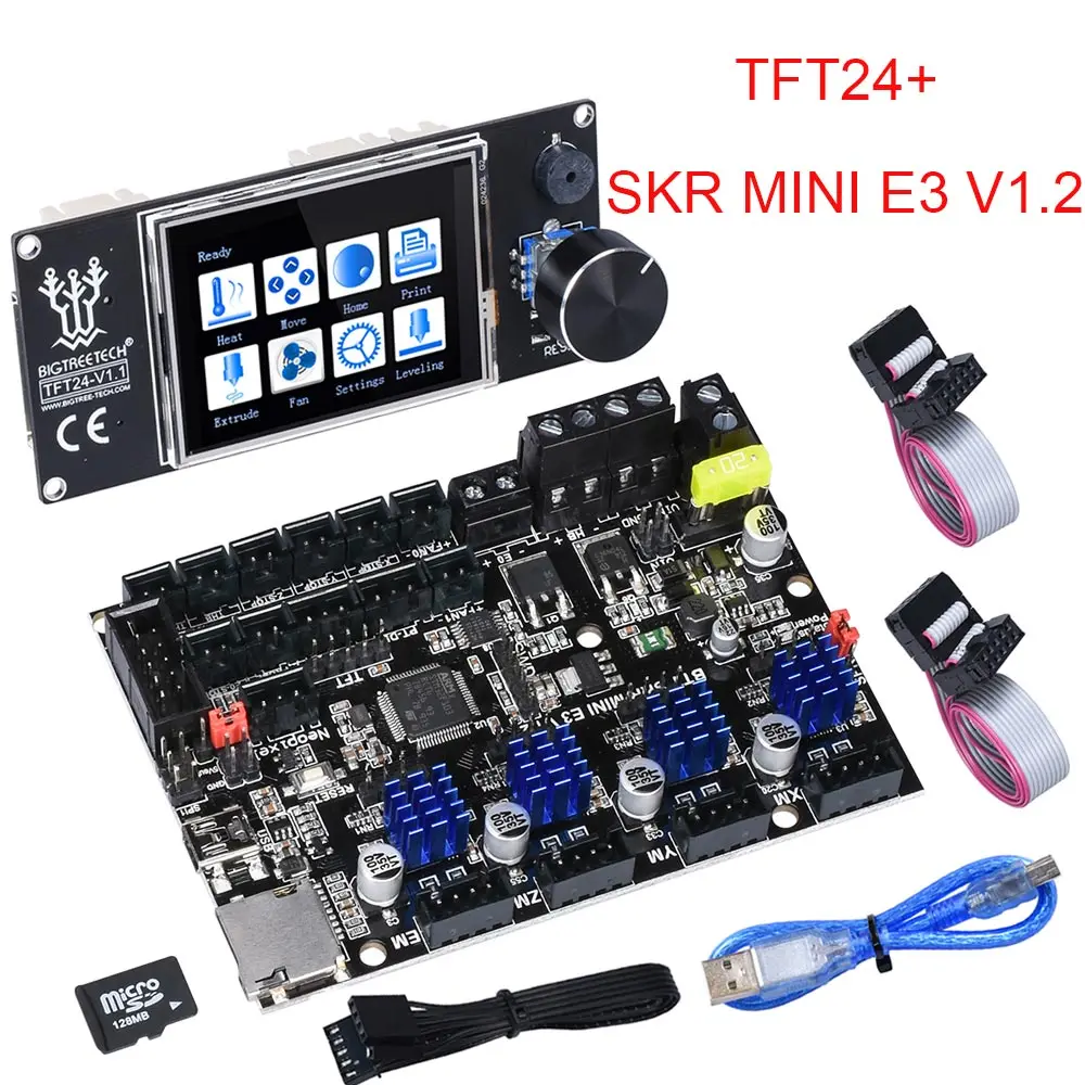 BIGTREETECH SKR mini E3 V1.2 плата управления 32 бит с TMC2209 UART+ TFT24 сенсорный экран VS SKR V1.3 SKR PRO плата для Ender 3/5 - Color: MINI E3 With TFT24