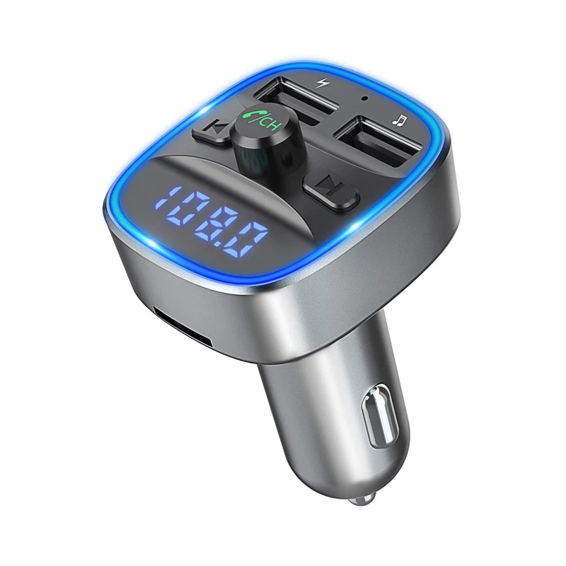 Серый Автомобильный fm-передатчик QC3.0 беспроводной Bluetooth MP3-плеер Handsfree Dual USB Автомобильное быстрое зарядное устройство 3.1A автомобильный аудио адаптер питания - Название цвета: Серый