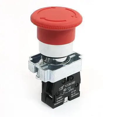 

660V 10A SPST Panel Mounted Red Mushroom Cap Locking Pushbutton Switch