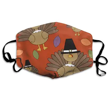 

Thanksgiving Turkey Washable Reusable Mask, Cotton Anti Dust Half Face Mouth Mask For Kids Teens Men Women With Adjustable Ear