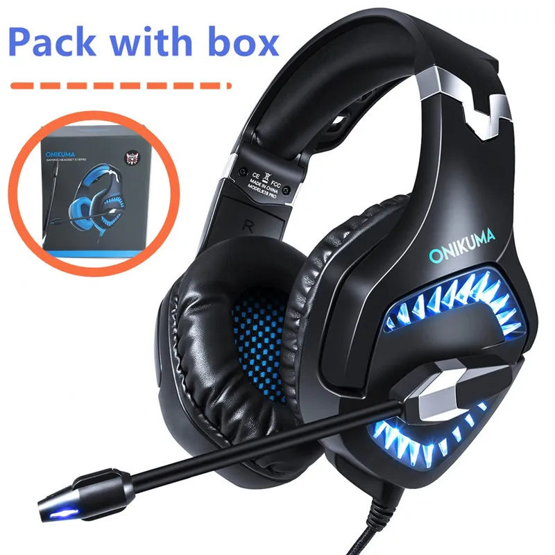 K1 BLUE WITH BOX Для PS4 sony playstation 4 гарнитура бас Игровые наушники шлем с микрофоном для ПК мобильный телефон для Xbox One планшет - Цвет: K1 BLUE WITH BOX