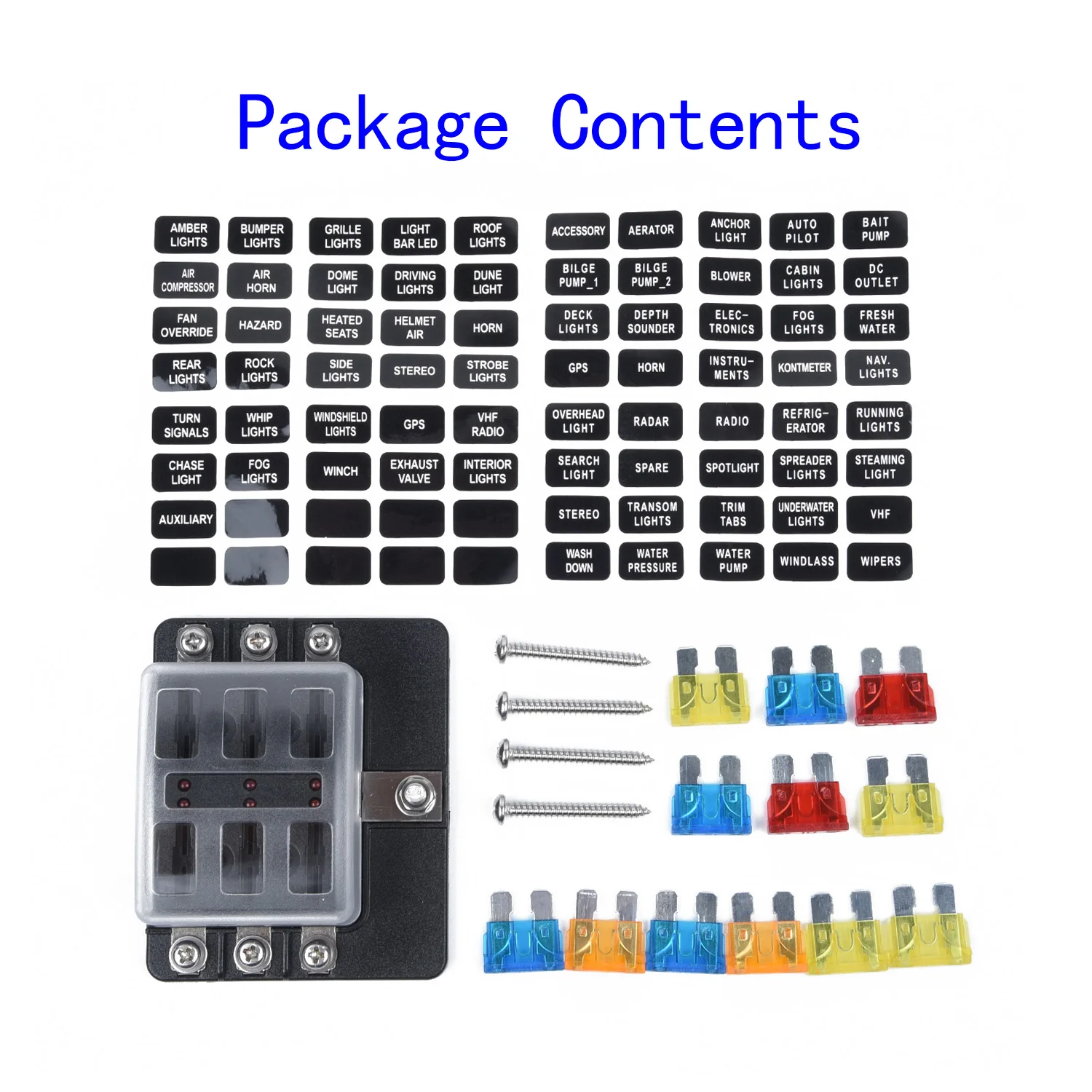 Номинальная 100A 32V 6-Way лезвие 5A/10A/15A/20A предохранителей блок держатель Светодиодный индикатор для детей возрастом от 12V 24V автомобиль морской быстро определить Стикеры Наборы