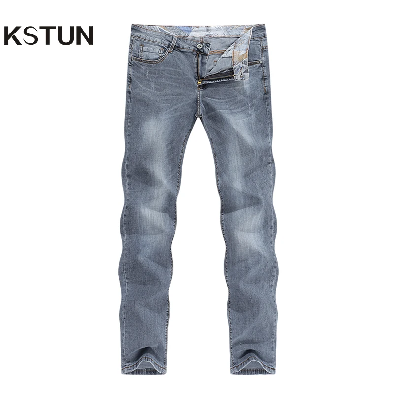 Jeans Men Denim Pants Regular-Fit Top-Quality Stretch Cowboys Slim Vintage Straight Brand