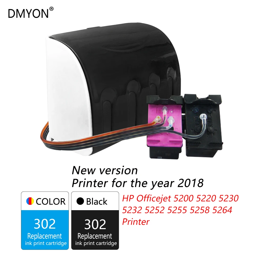 

DMYON 302 XL CISS Bulk Ink Compatible for Hp 302 for 2018 New Version Printer Officejet 5200 5220 5230 5232 5252 5255 5258 5264