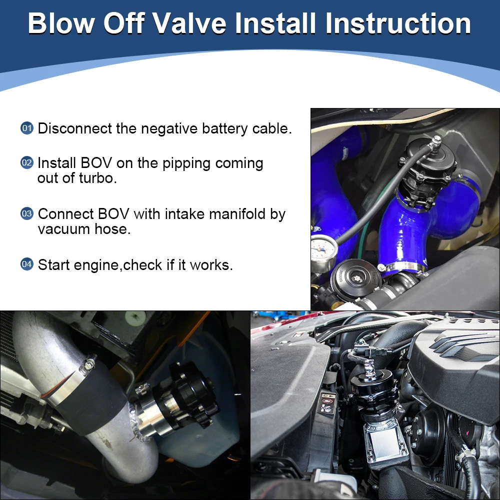 PQY-Turbo Blow Off Valve 50mm BOV 6/18/24PSI Spring V-Band Flange Universal Aluminum Turbocharge Pipe blow off valve adaptor