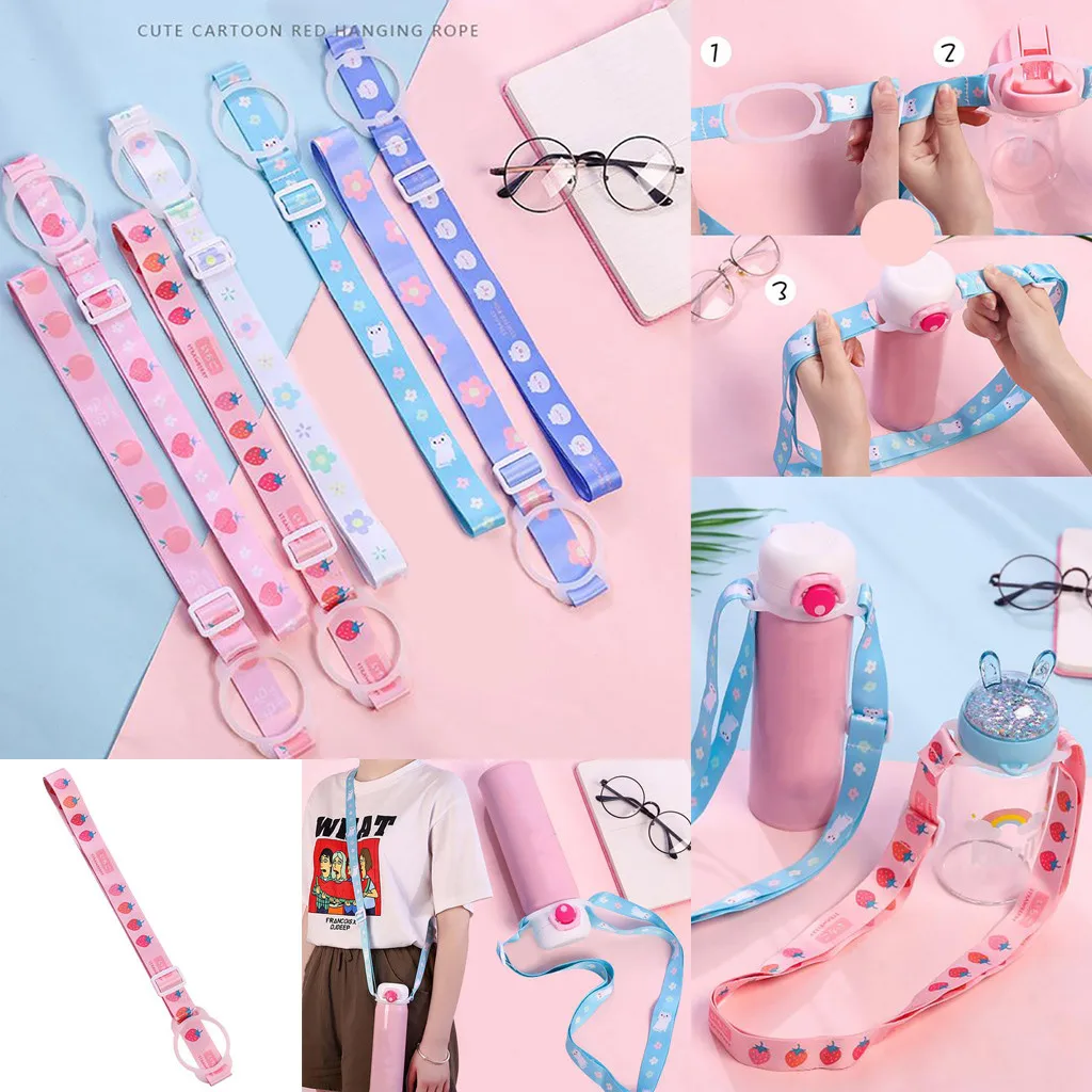 

Cute Water Bottle Shoulder Strap Portable Long Buckle Portable Beverage Hanging Rope Cup Accessories Kitchen Tool