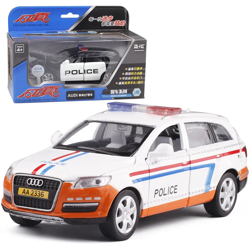 88310JO with box 1:32 высокое моделирование Audi Q7 сплав автомобиль полицейский автомобиль со звуком и светом оттягивающаяся назад модель игрушки для детей Подарки - Цвет: 88310JO with box