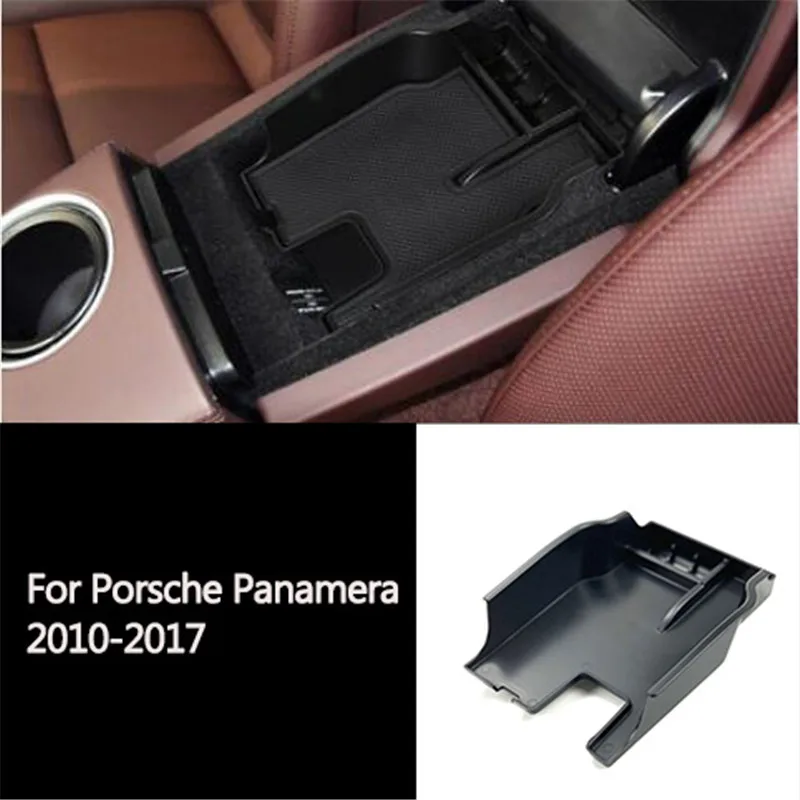 1PC samochodów schowek do podłokietnika centralnego dla Porsche Panamera 2010-2017 konsoli podłokietnik rękawiczki tacka Case pojemnik Car Styling