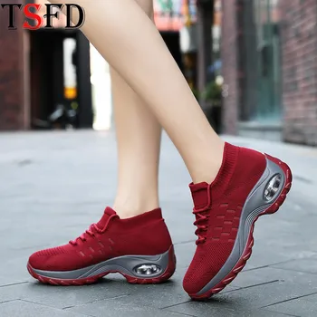 

Summer Men's Sneakers Air Cushion Sport Shoes Men Running Shoes Mesh Men's Sports Shoes Low Top Slip-on Shoe Red Men's Shoes V2