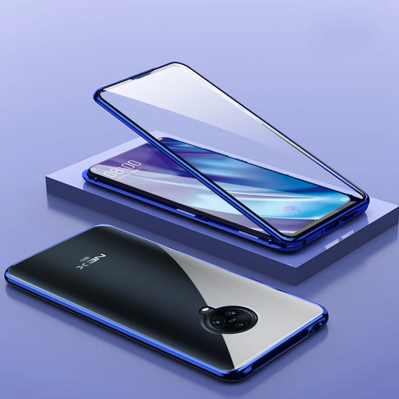 Front+ Back Tempered Glass Phone Case For Vivo Nex 3 2 S S5 Shockproof Transparent Magnetic Cover For Vivo Y5S Y7S Y17 15 U3 U1
