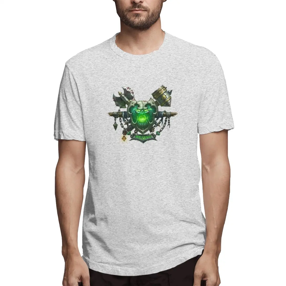 World Of Warcraft off white Men's Short Sleeve T-shirt 100 Percent Cotton Graphic Tshirt World Of Warcraft off white Men's Short Sleeve T-shirt 100 Percent Cotton Graphic Tshirt