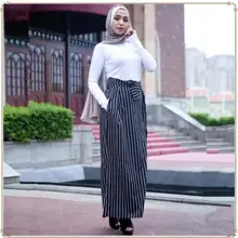 Большие размеры Faldas Mujer Moda Абая, для мусульман полосатый принт длинная эластичность А-силуэт макси юбка женские юбки Jupe Longue Femme LJ267