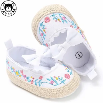 

Baby Cotton Girls Shoes For Newborn Infant First Walkers Toddler Girls Kid Bowknot Soft Anti-Slip Crib Shoes 0-18 Months