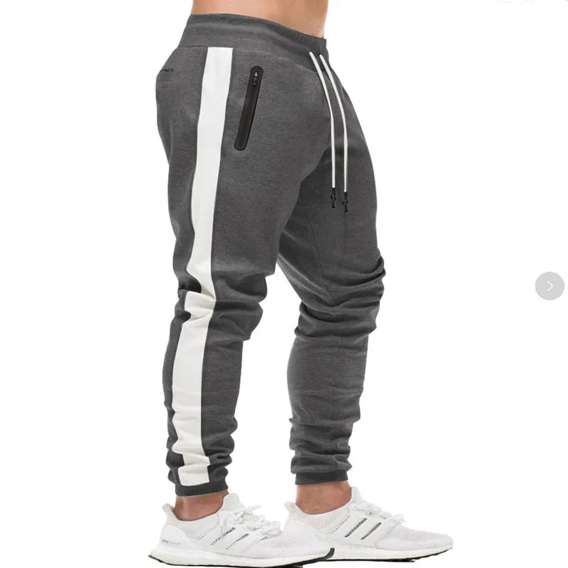 Dark Grey Men Loose Running Sport Pants Breathable Side Color Matching Workout Male Trousers Gym Fitness Quick-Drying Man Sportswear Pants - Цвет: Dark Grey