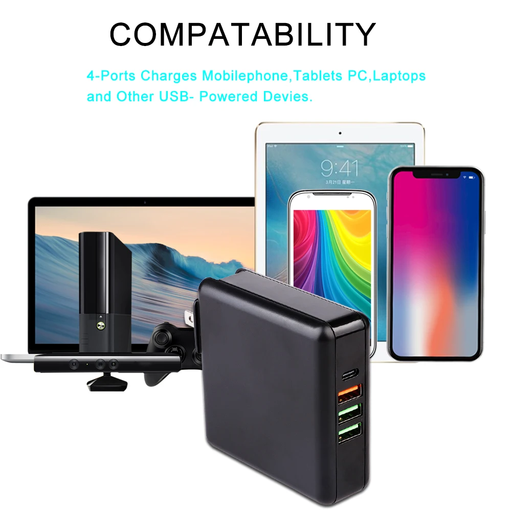 61 Вт 4 порта PD type C USB быстрое зарядное устройство для MacBook huawei ноутбук адаптер питания быстрая зарядка 3,0 телефон планшет USB зарядное устройство