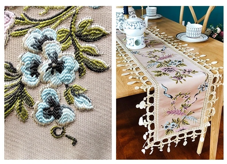 Современный Ретро стиль хлопок водорастворимые кружева кисточкой границы скатерть стол флаг коврик кухня Отель Ресторан украшения ткань