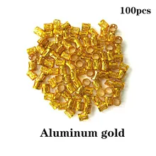 100 шт. регулируемые волосы косы дредлок бусины золотые и серебряные бусины волосы кольца для косичек застежки-запонки ювелирные изделия в виде труб