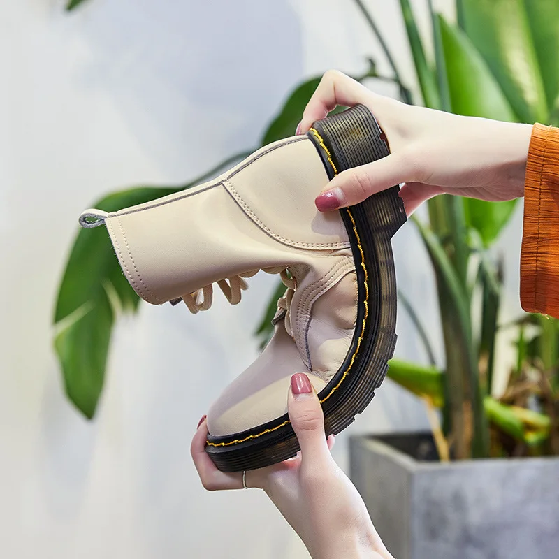

2019 Autumn And Winter New Style Korean-style Short Boots Genuine Leather Martin Boots Women's Yang Mi Celebrity Style Martin Bo