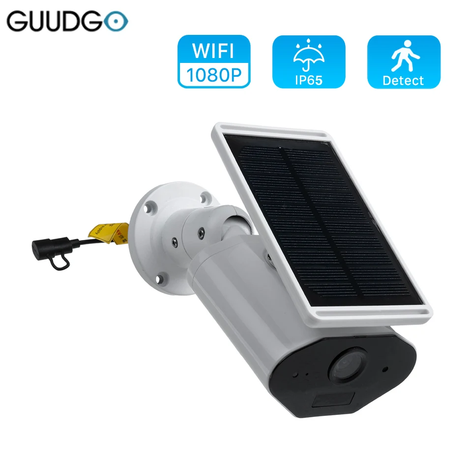 

New GUUDGO Outdoor Solar Battery Power Security IP Camera HD 1080P Wifi IP Camera Monitor Waterproof Night Vision Motion Detect