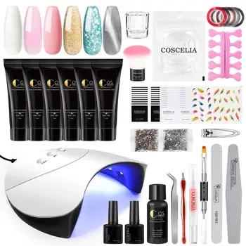 

COSCELIA Poly Extension Gel Set Nail Polish Kit Nail Tip Uv Gel Slice Brush Quick Building For Nails Extensions Hard Jelly Gel