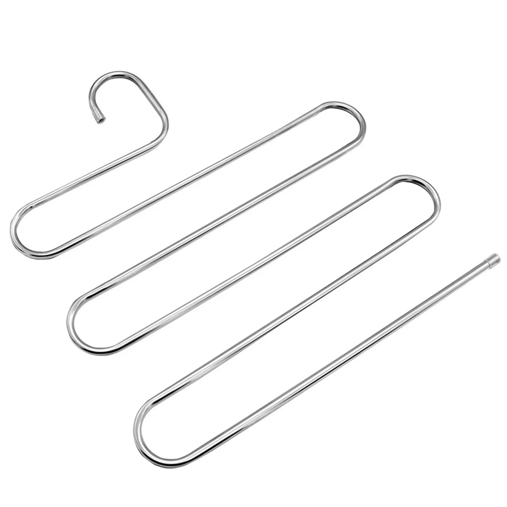 1pc S-Type Laundry Rack Coat Hanger Holder Pants Rack Device Stainless Steel Wardrobe Space Saver Tools Shelf Scarf Belt Hanger