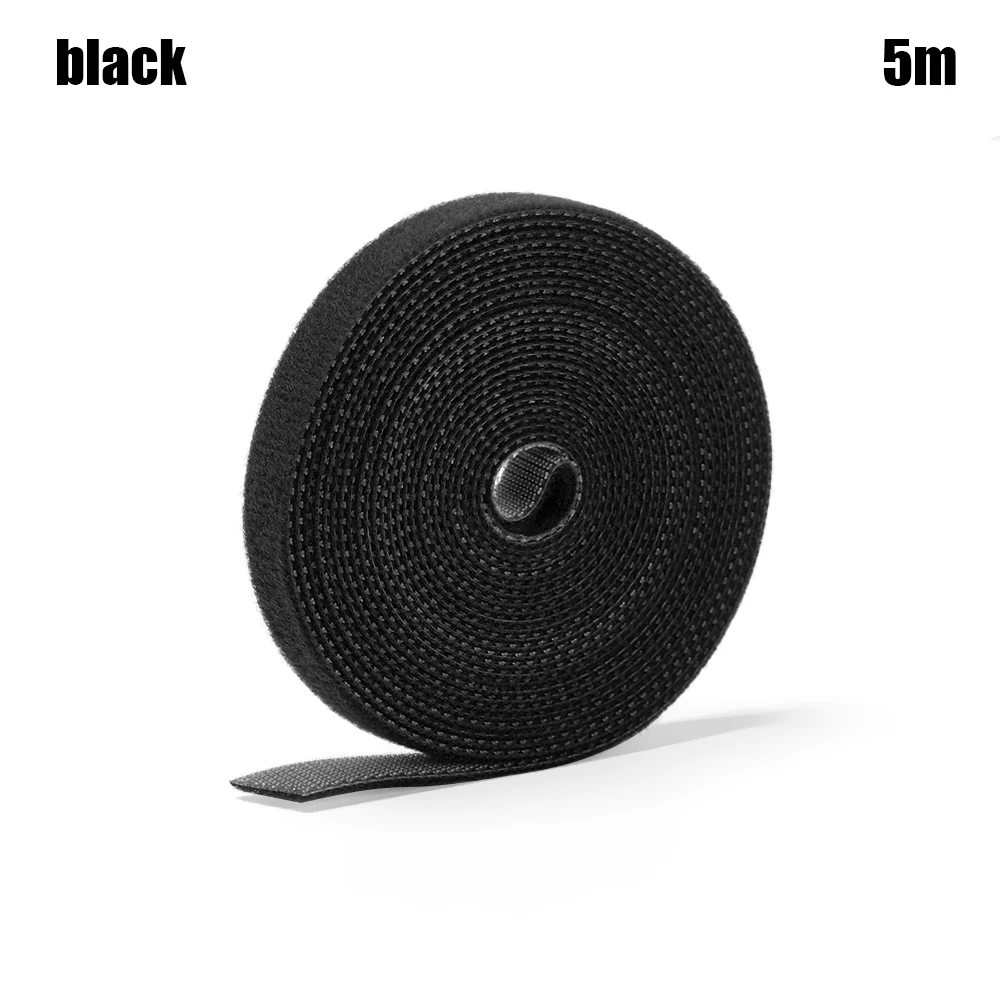 5m black Кабельный органайзер, USB устройство для сматывания кабеля, 1 м, 5 м, галстуки для мыши, держатель для наушников, держатель для телефона, провод для передачи данных, клипса, управление, обмотка крючка, клейкая лента - Цвет: 5m black