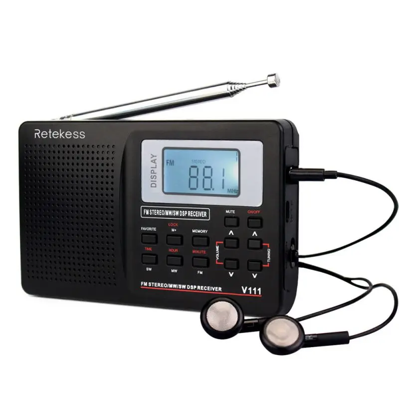 Открытый Портативный полный диапазон FM/SW радио, персональный карманный светодиодный с подсветкой стерео радио с наушником