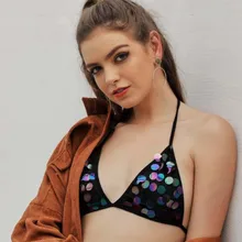 Хит, женский сексуальный блестящее бикини с блестками, комплект с бретельками, треугольник, открытая спина, пикантный лифчик бикини, топ, пуш-ап, купальник