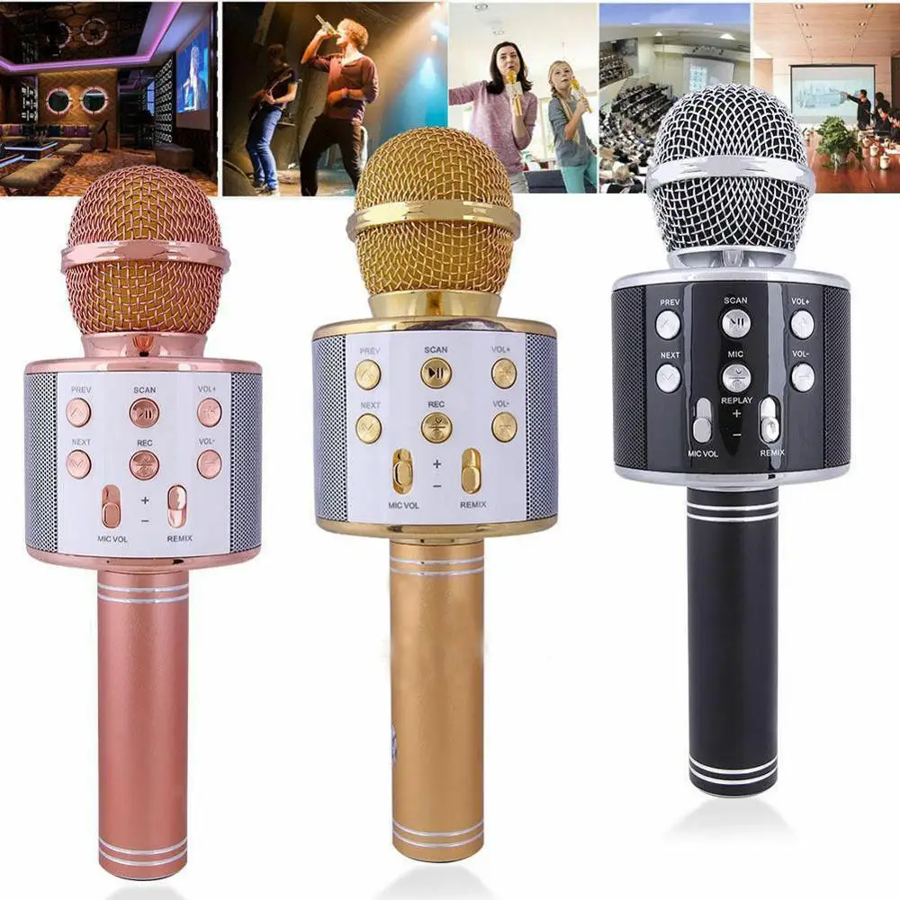 

KTV- WS858 Wireless Karaoke Handheld Microphone USB Player Bluetooth Mic Speaker