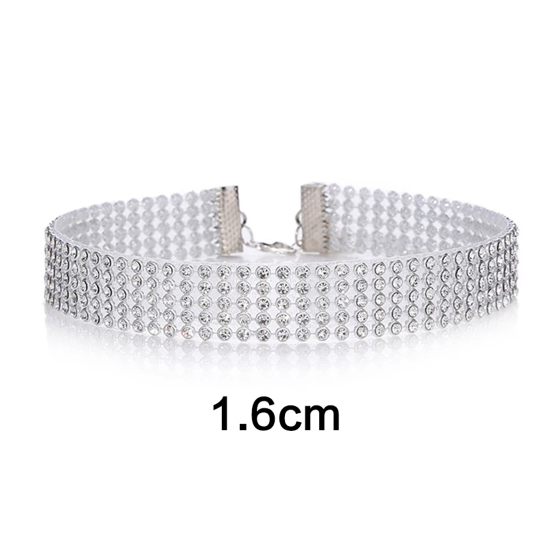 Fashion Jewelry Women Punk Hip Hop Bundle Neck Element Mesh Choker Necklace Inlay Rhinestone Crystal Lobster Clasp Collar