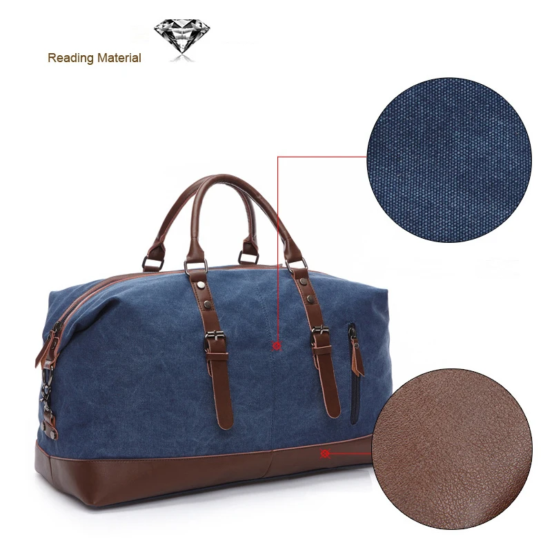 Canvas Lederen Mannen Reistassen Handbagage Tas Mannen Plunjezakken Reizen Tote Grote Weekend Bag Overnight Mannelijke handtas