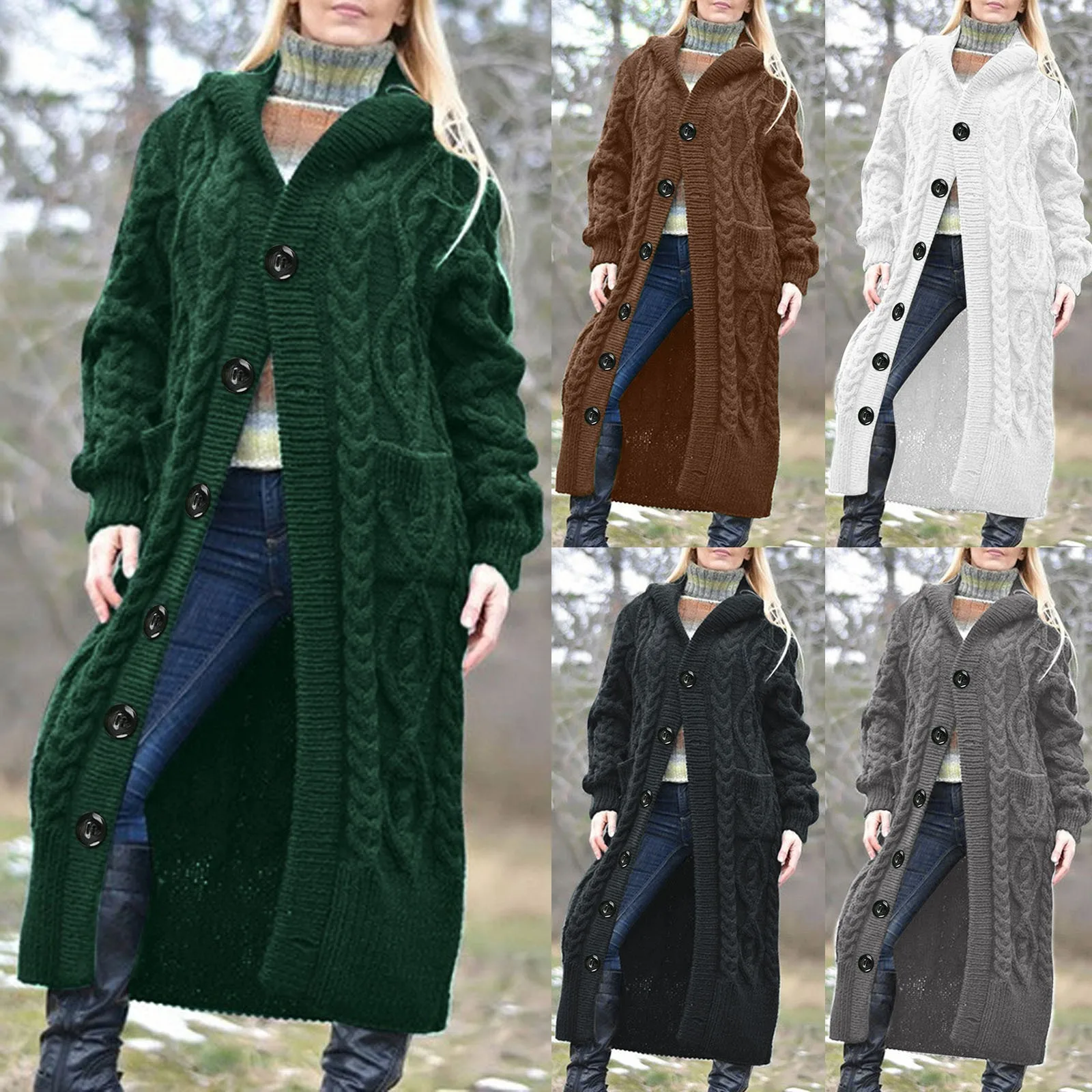 Women Solid Splice Long Sleeve Pocket Outerwear Loose Sweater Cardigan Jacket Comfy High Quality Simple Outerwear Free Shipping 1