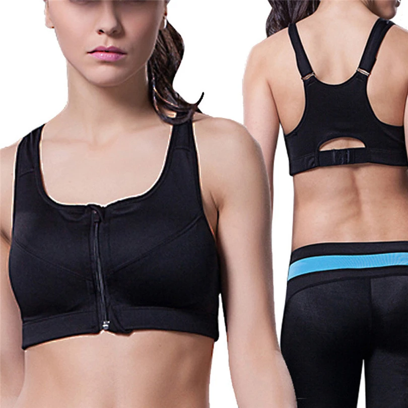Zipper Sport Bra Push Up Sexy Underwear Women Fitness Workout Bra Running Padded Tops Vest Plus Size Encaje Mujer 30OCT21