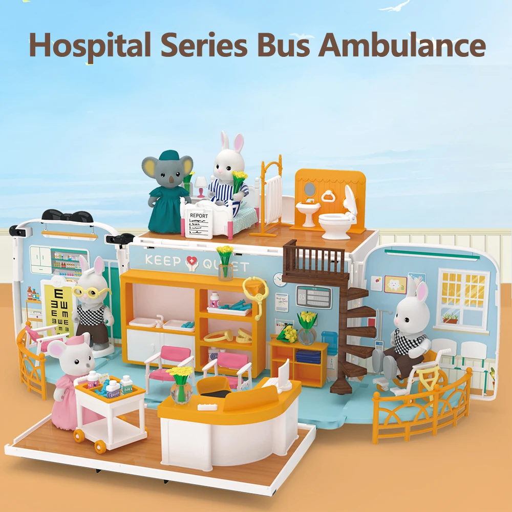 

Scenes Hospital Bus Forest Family DIY Dollhouse Ambulance Miniature Furniture Accessories Doctor Car Model Gifl Birthday Gift