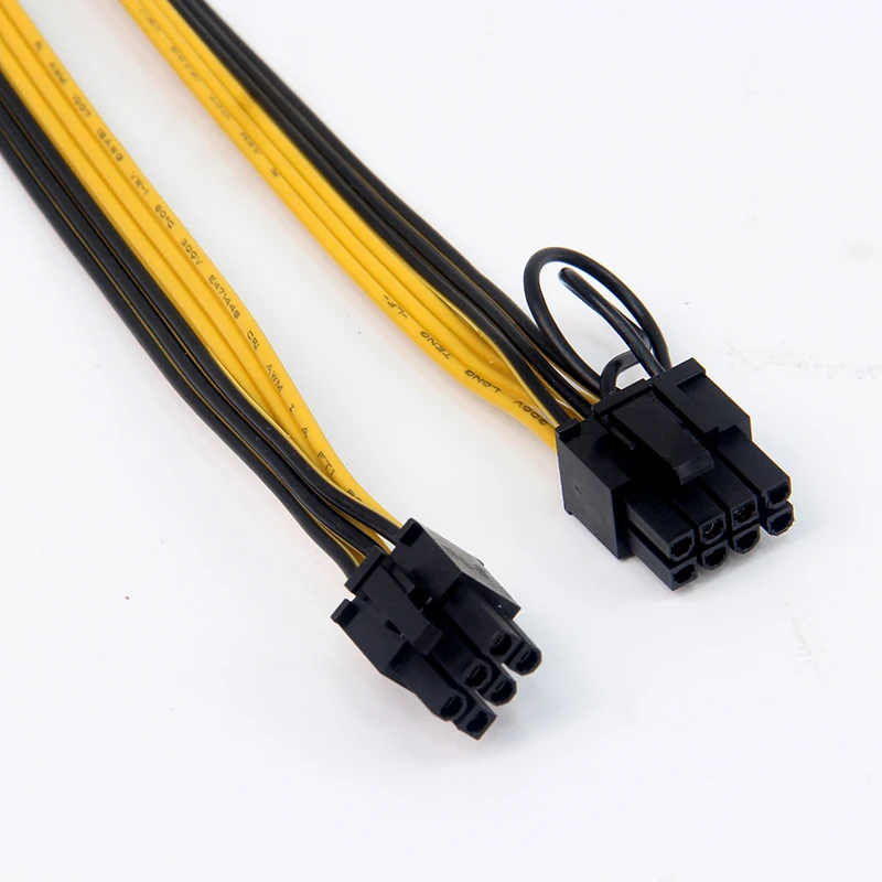 Lingable PCI-E Cable PCIE PCI-Express 6P Male to 8Pin (6+2) Male Graphics Video Card Power Cabo 50CM BTC Extension Miner Mining