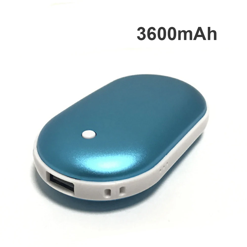 blue-3600mAh 2 в 1 портативный USB Перезаряжаемый электрический грелка для рук карманный внешний аккумулятор зимний двусторонний нагревательный внешний аккумулятор для подарка на год - Цвет: blue-3600mAh