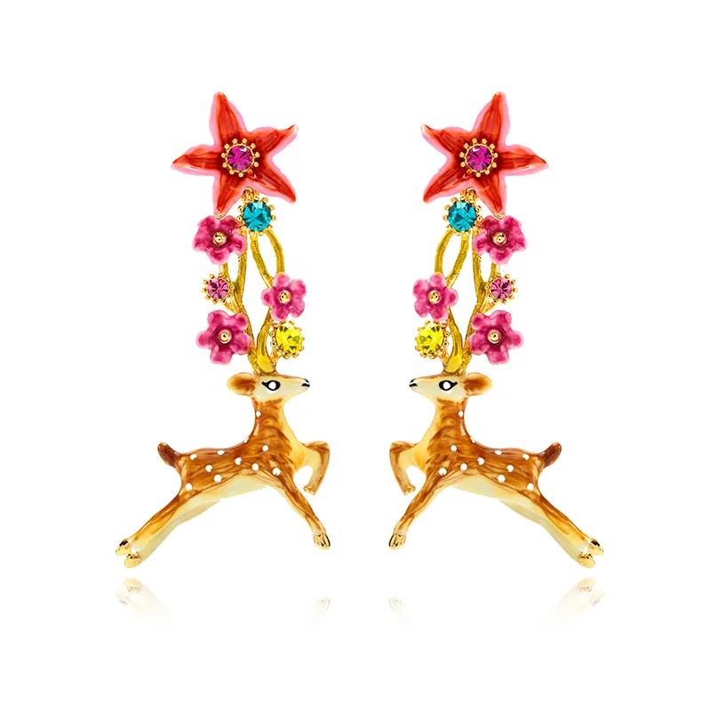 Сочные виноград Jusen серьги с оленями женские преувеличенные серьги глянцевое покрытие Стразы длинные серьги