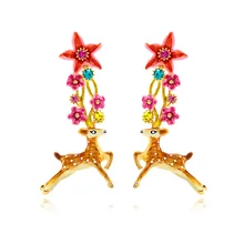 Сочные виноград Jusen серьги с оленями женские преувеличенные серьги глянцевое покрытие Стразы длинные серьги